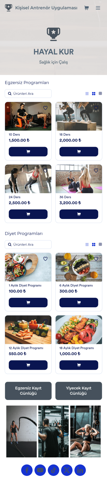 Kişisel Antrenör Uygulama Șablonu