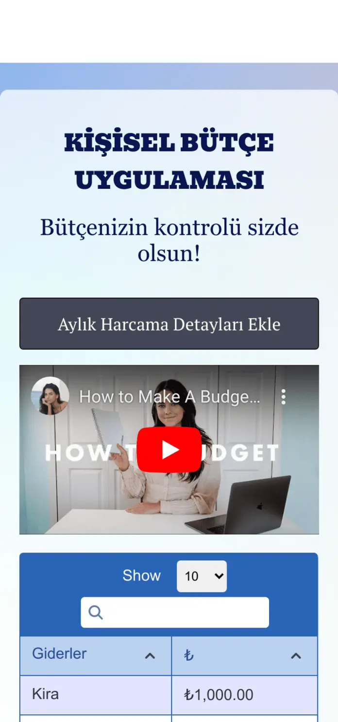 Kişisel Bütçe Uygulaması