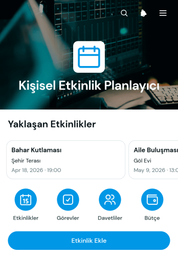 Kişisel Etkinlik Planlama Uygulama Șablonu