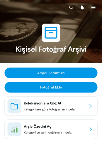 Kişisel Fotoğraf Arşivi Uygulama Șablonu