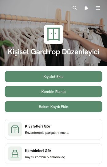 Kişisel Gardırop Düzenleme Uygulama Șablonu