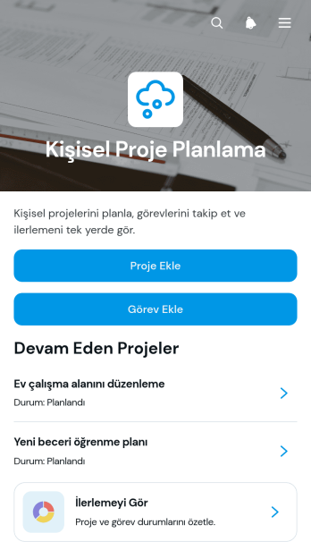 Kişisel Proje Planlama Uygulama Șablonu
