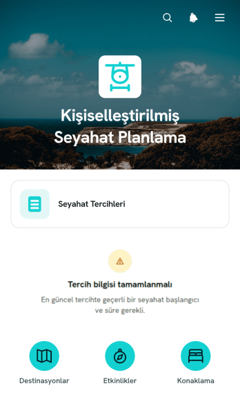 Kişiselleştirilmiş Seyahat Planlama Uygulama Șablonu
