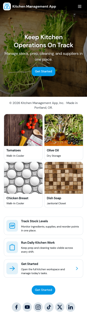Kitchen Management App Template