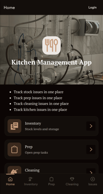 Kitchen Management App Template