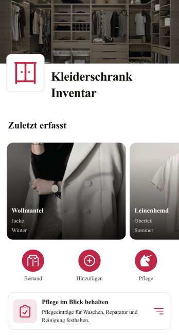 Kleiderschrank-Inventar-App
