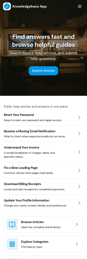 Knowledgebase App Template