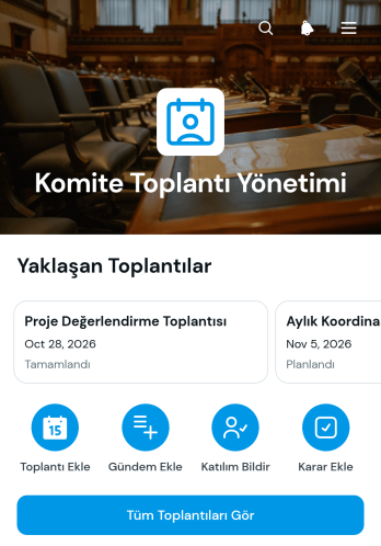 Komite Toplantısı Yönetim Uygulama Șablonu
