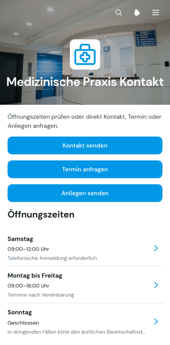 Kontakt-App für Arztpraxen