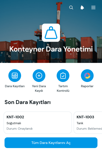Konteyner Dara Yönetimi Uygulama Șablonu