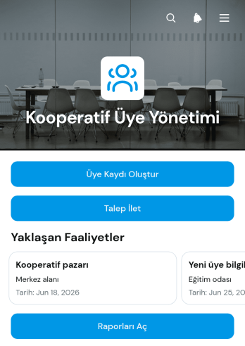 Kooperatif Üye Yönetimi Uygulama Șablonu