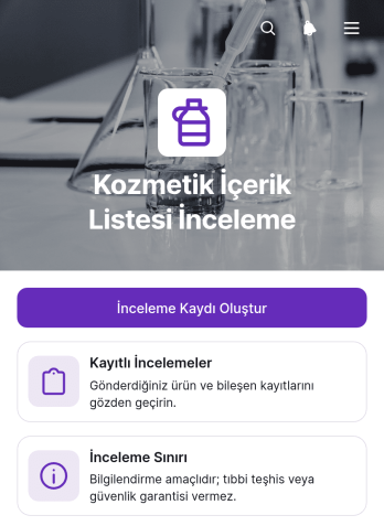 Kozmetik İçerik Listesi İnceleme Uygulama Șablonu