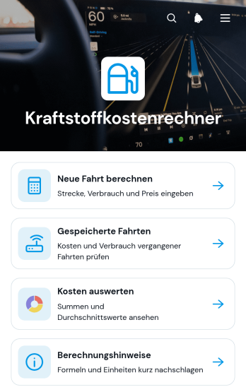 Kraftstoffkostenrechner-App
