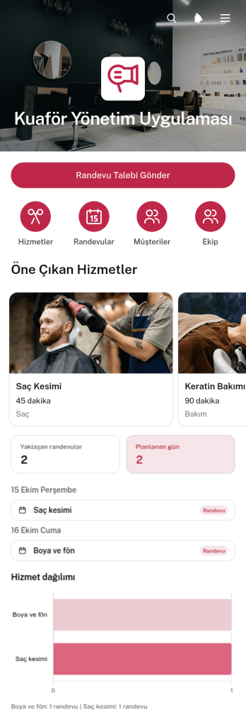 Kuaför Salonu Yönetim Uygulama Șablonu