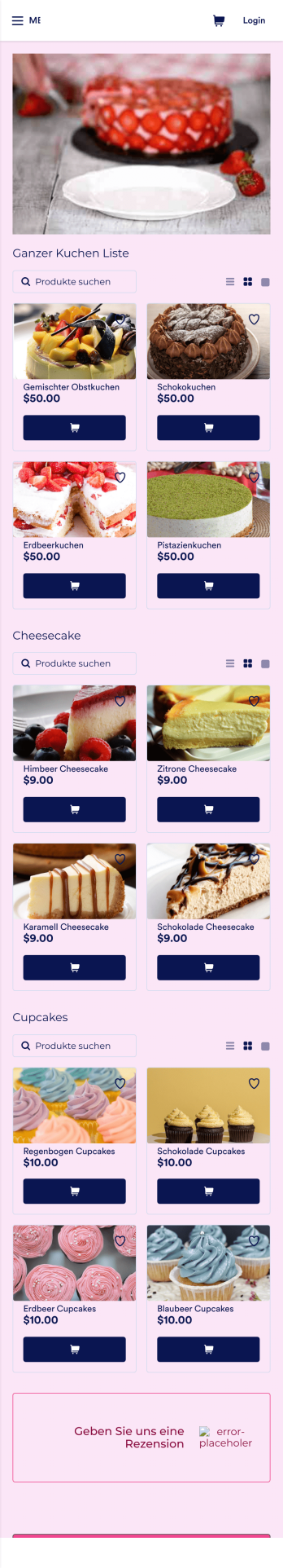 Kuchen Bestell-App Template