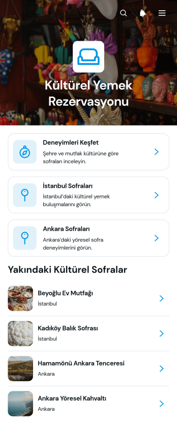 Kültürel Yemek Rezervasyonu Uygulama Șablonu