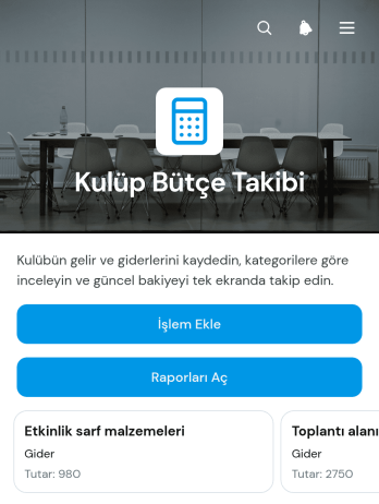 Kulüp Bütçe Takip Uygulama Șablonu