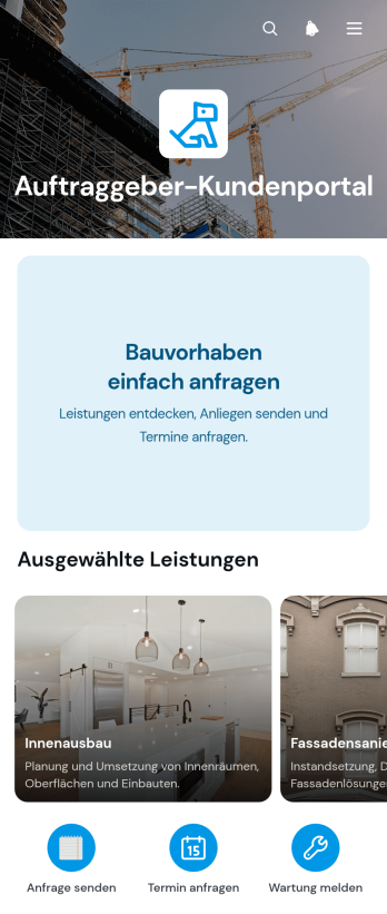 Kundenportal-App für Auftragnehmer