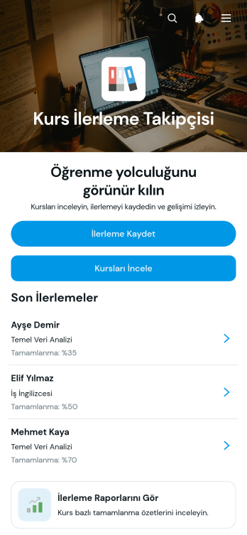 Kurs İlerleme Takip Uygulama Șablonu