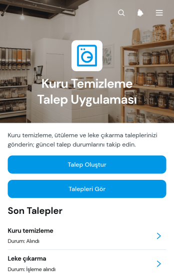 Kuru Temizleme Talep Uygulama Șablonu