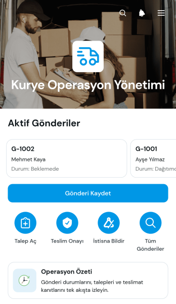 Kurye Operasyonları Yönetim Uygulama Șablonu