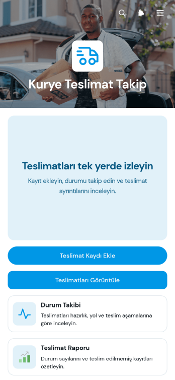 Kurye Teslimat Takip Uygulama Șablonu
