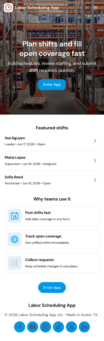 Labor Scheduling App Template