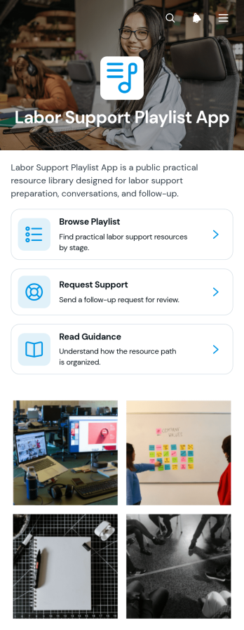 Labor Support Playlist App Template