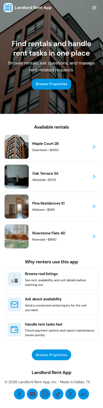 Landlord Rent App Template