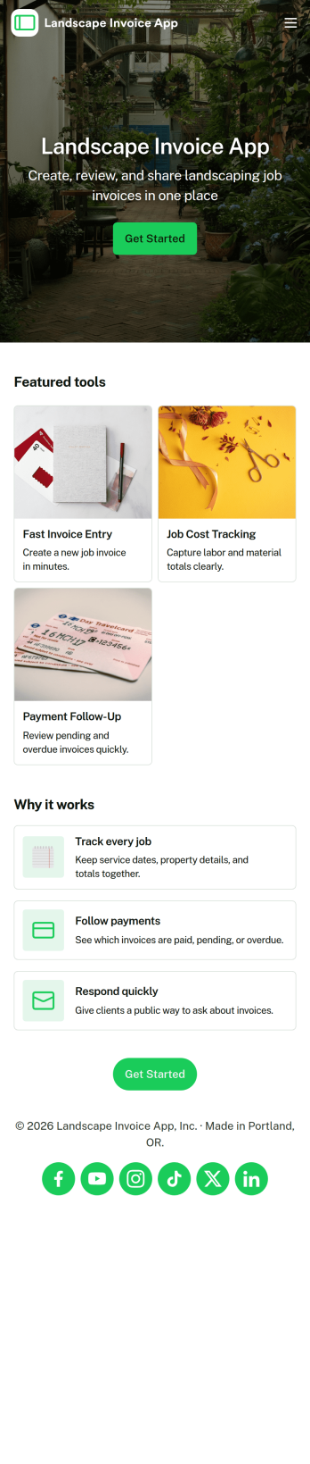 Landscape Invoice App Template