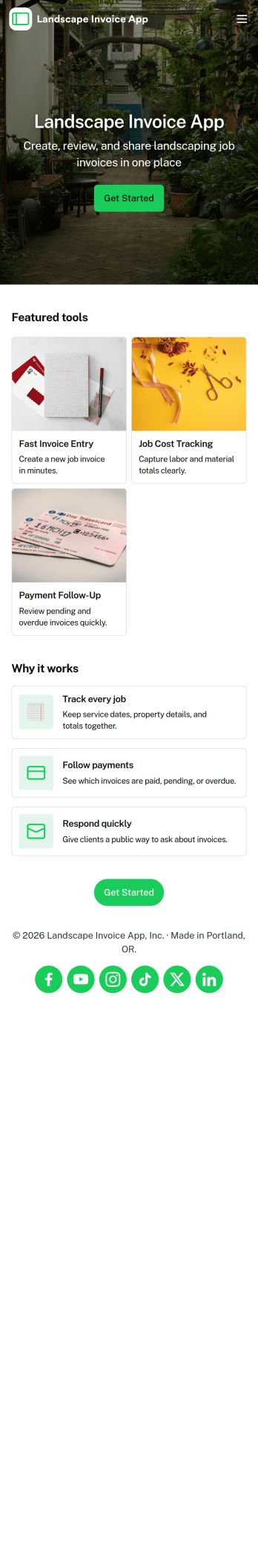 Landscape Invoice App Template