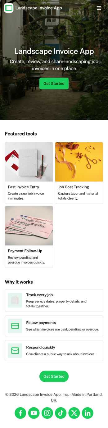 Landscape Invoice App Template