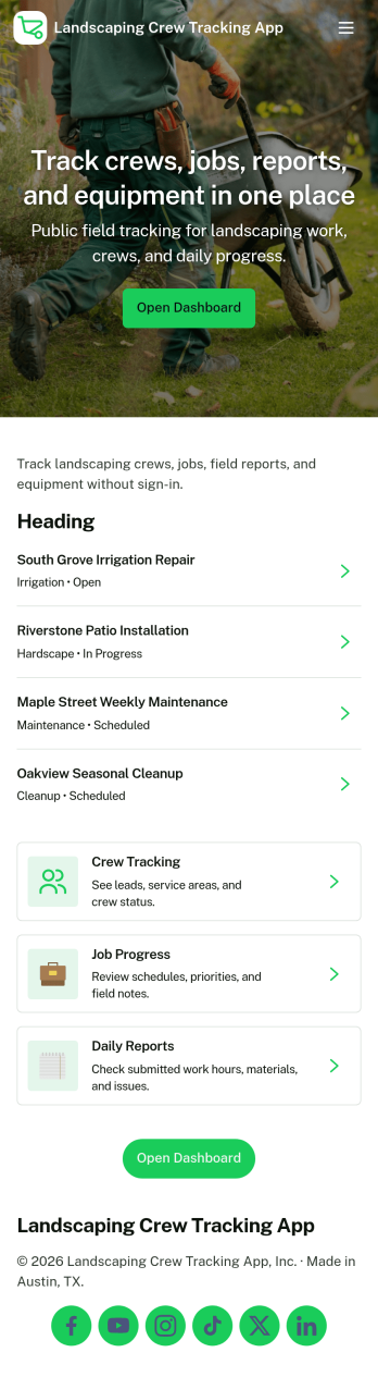 Landscaping Crew Tracking App Template