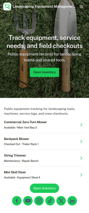 Landscaping Equipment Management App Template