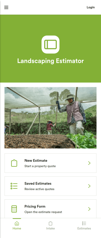 Landscaping Estimating App Template