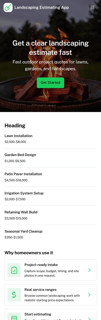 Landscaping Estimating App Template