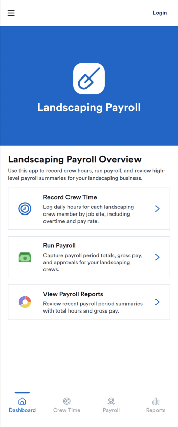 Landscaping Payroll App Template
