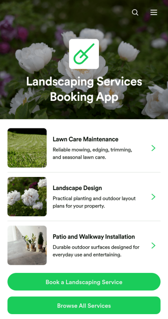 Landscaping Services Booking App Template