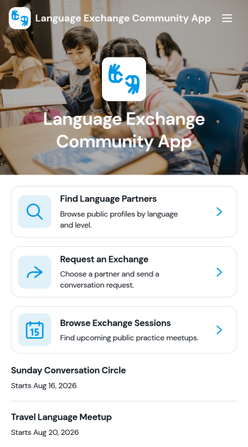 Language Exchange Community App Template
