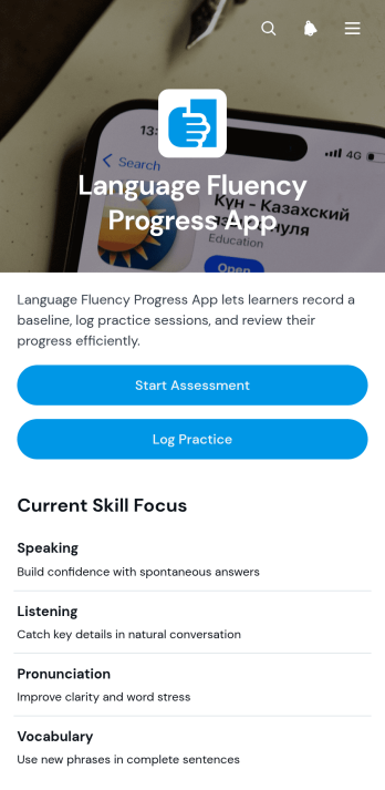 Language Fluency Progress App Template