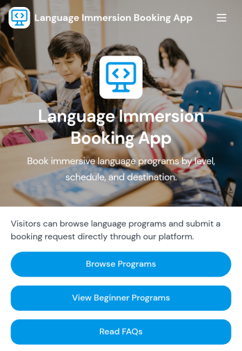 Language Immersion Booking App Template