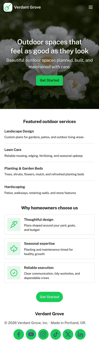 Lanscaping App Template