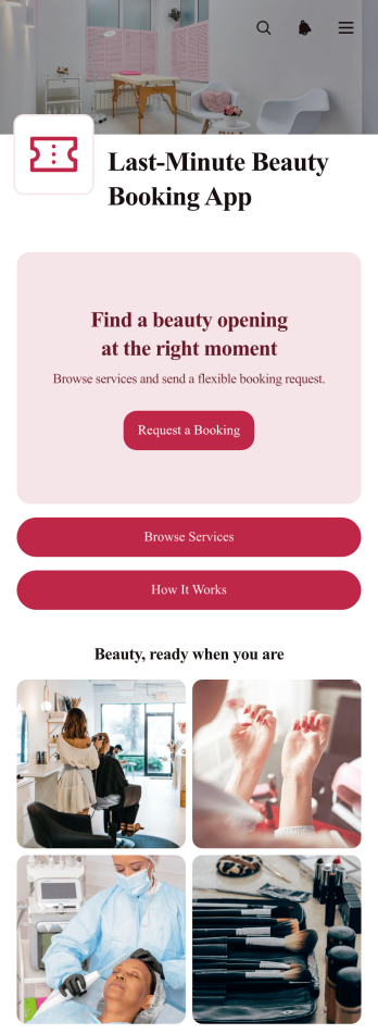 Last-Minute Beauty Booking App Template