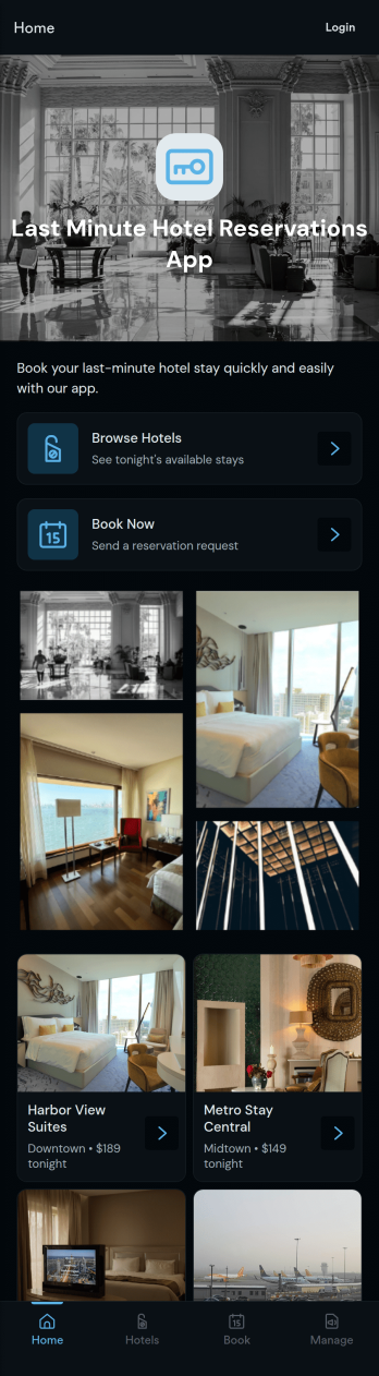 Last Minute Hotel Reservations App Template