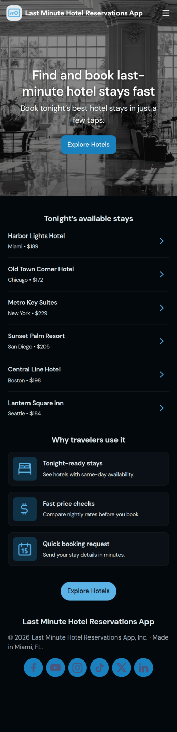 Last Minute Hotel Reservations App Template
