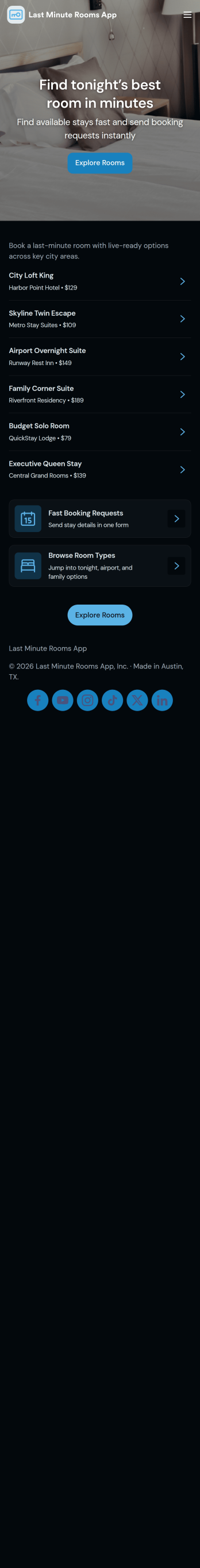 Last Minute Rooms App Template