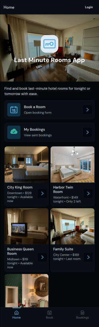 Last Minute Rooms App Template