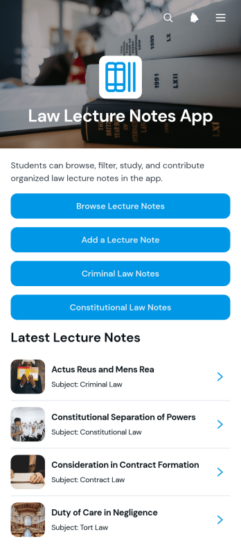 Law Lecture Notes App Template