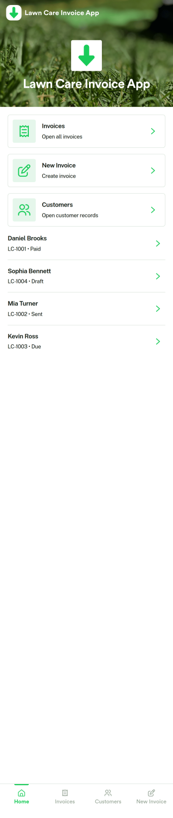 Lawn Care Invoice App Template