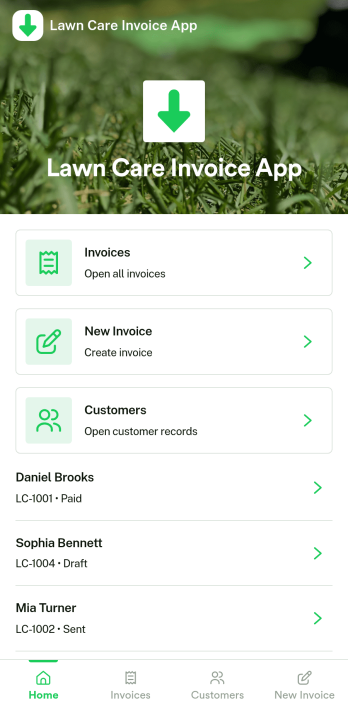 Lawn Care Invoice App Template